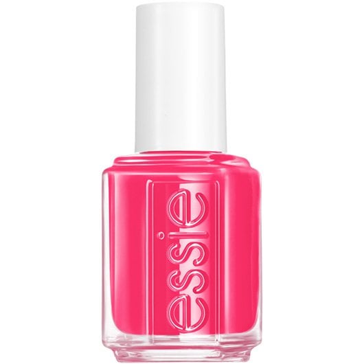 Product shot of a bottle of essie blushin' and crushin' pink nail polish against a white background