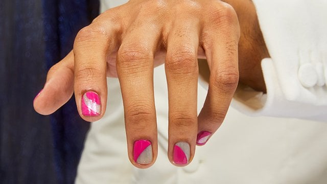 nails displaying pink retro '80s nail art