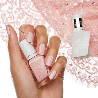 Wearing Hue Champagne White Gel Nail Polish Color Essie Gel Couture Longwear 02 Essie