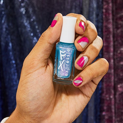 pink retro nail art with bottle of expressie fx nail polish