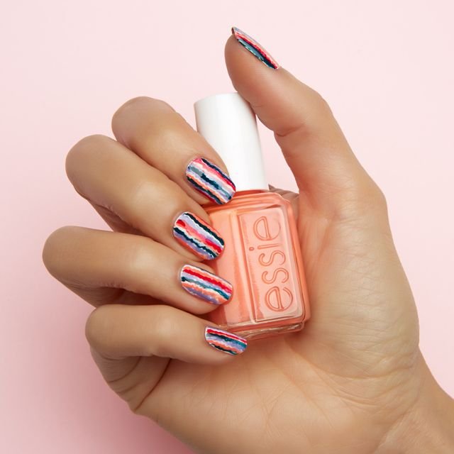 colorful line nail designs