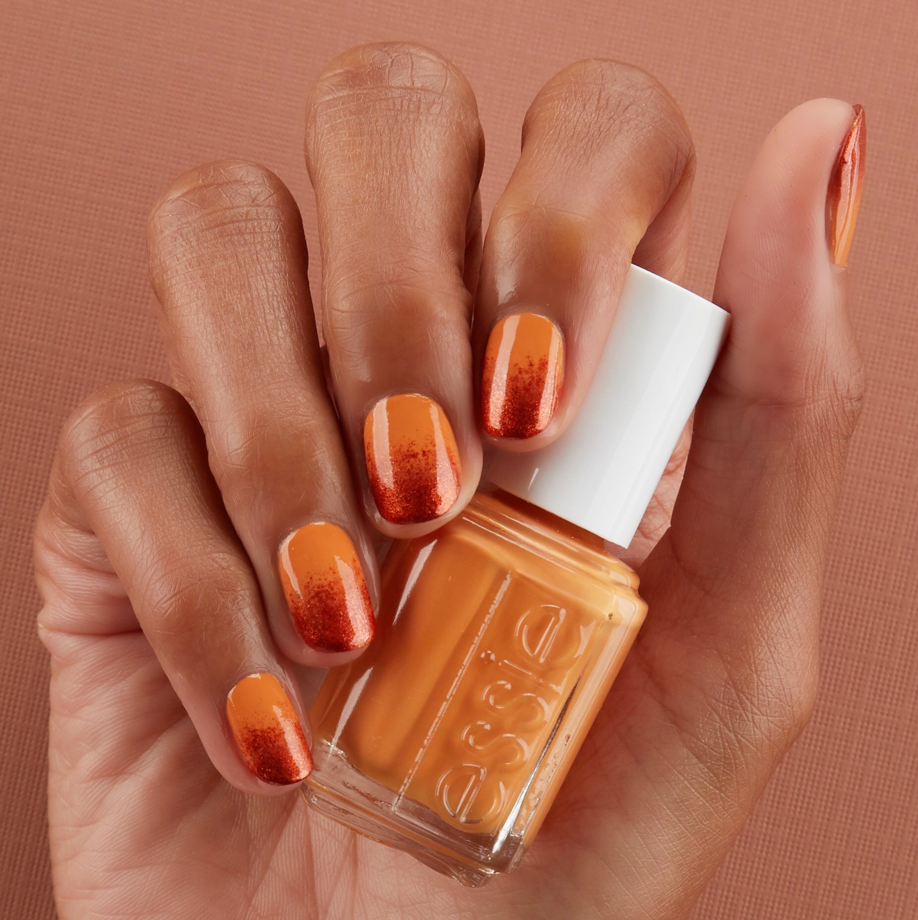 essie pumpkin spice ombre nail art - fall for nyc and say it ain't soho