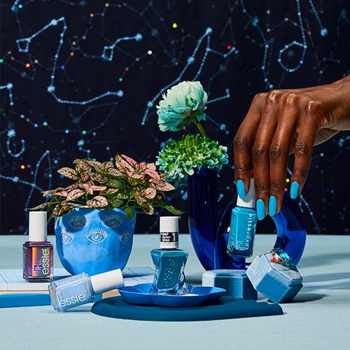 essie bubbly blue summer nail art designs with different shades of essie blue nail polish