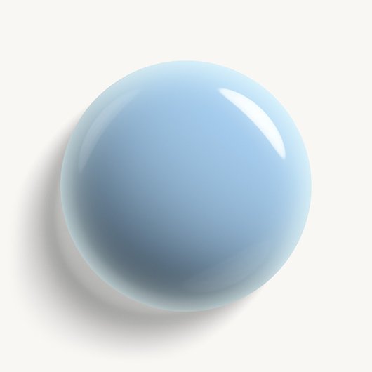 Glossy, high-shine drop of essie 'sky jelly' nail polish against a clean white background.