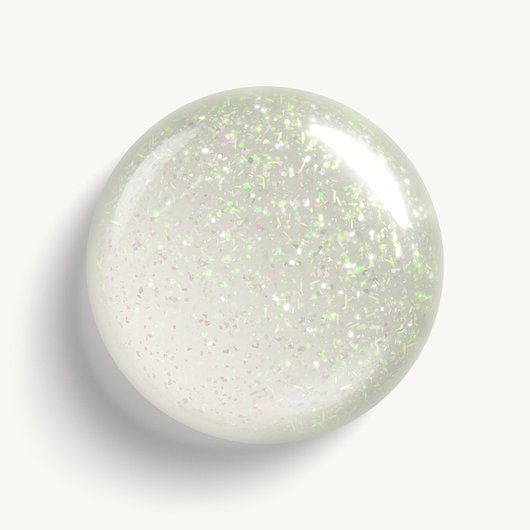 Glossy, high-shine drop of essie 'identity illusion' nail polish against a clean white background.