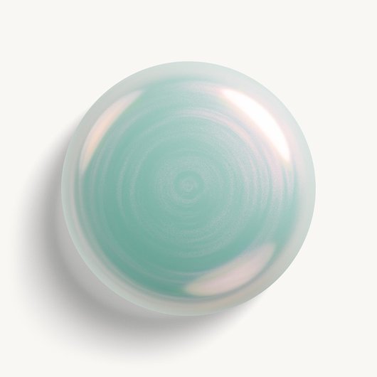 Glossy, high-shine drop of essie 'mystic marine' nail polish against a clean white background.