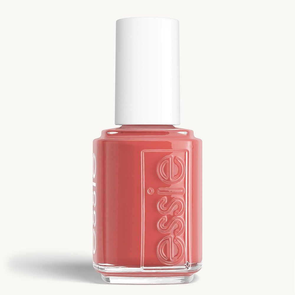 Classic bottle of essie 'Never Basic' nail polish against a clean white background.