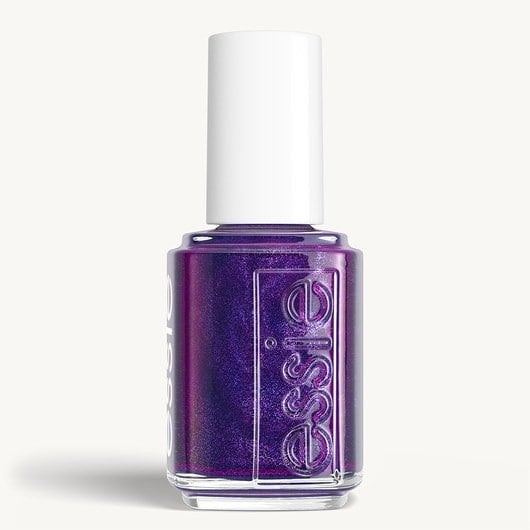 Prima Plum purple nail polish on a white background