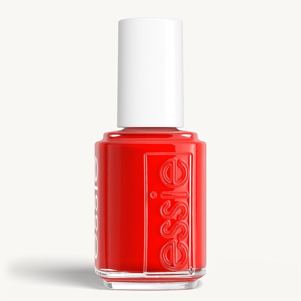 Classic bottle of essie 'Geranium' nail polish against a clean white background.