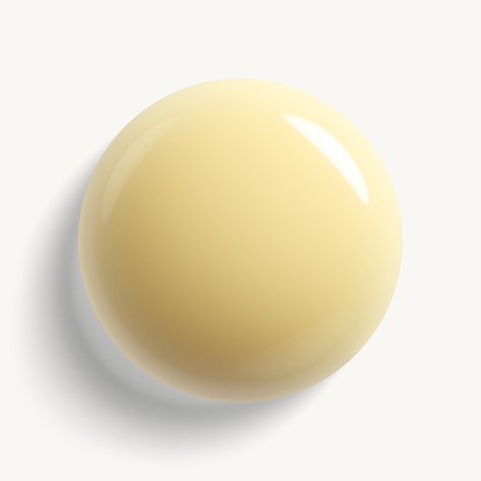 Glossy, high-shine drop of essie 'buttercup jelly' nail polish against a clean white background.