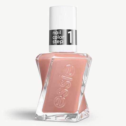 Sleek bottle of Gel by essie longwear nail polish in shade 'Of Corset' against a clean white background.
