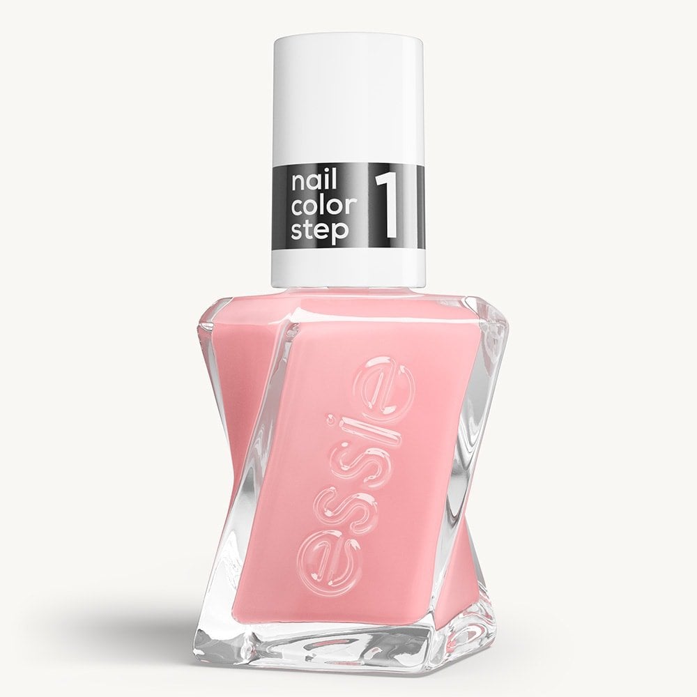 Sleek bottle of Gel by essie longwear nail polish in shade 'Gossamer Garments' against a clean white background.