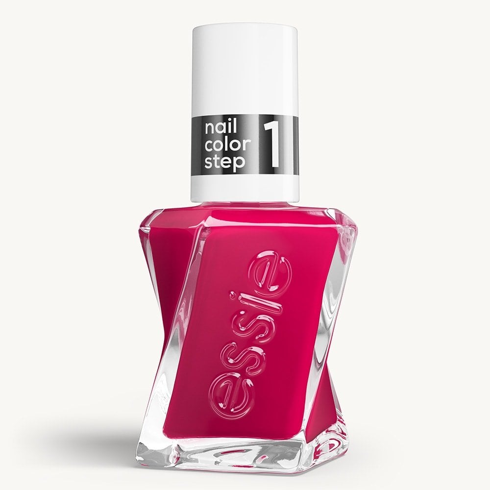 Sleek bottle of Gel by essie longwear nail polish in shade 'VIPlease' against a clean white background.