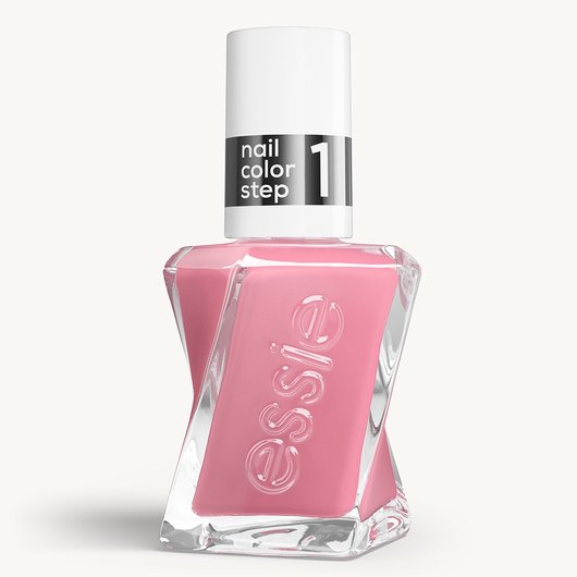 Sleek bottle of Gel by essie longwear nail polish in shade 'Bodice Goddess' against a clean white background.