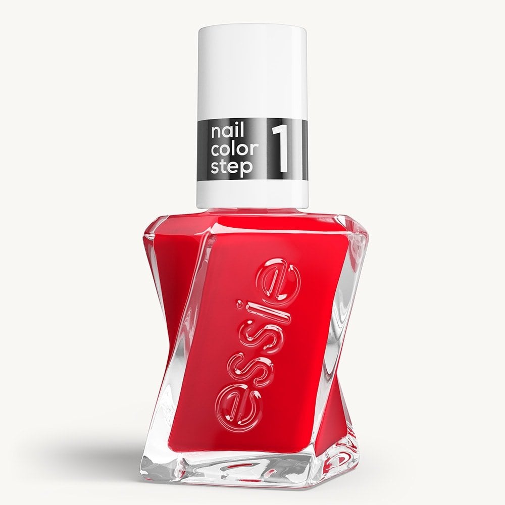 Sleek bottle of Gel by essie longwear nail polish in shade 'Electric Geometric' against a clean white background.