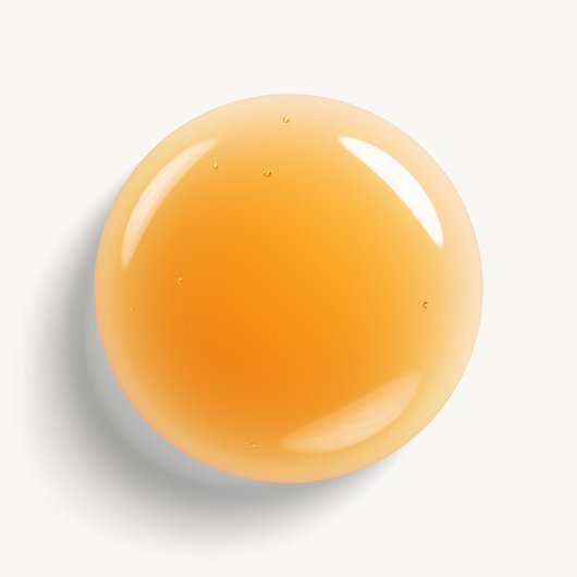 Glossy, high-shine drop of essie 'on a roll' cuticle oil against a clean white background.