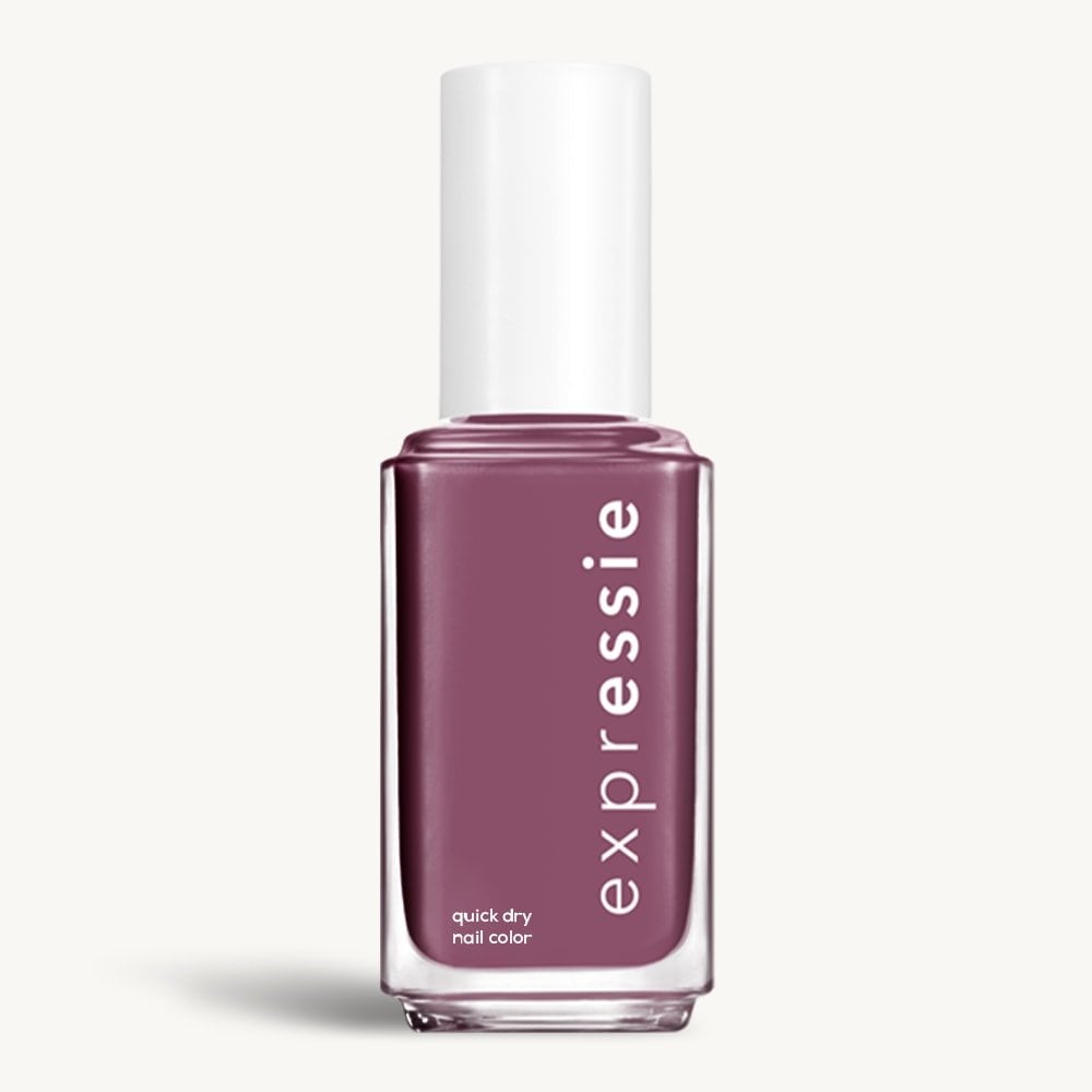 Sleek bottle of Essie Expressie quick-dry nail polish in 'Get a Mauve On' against a clean white background.