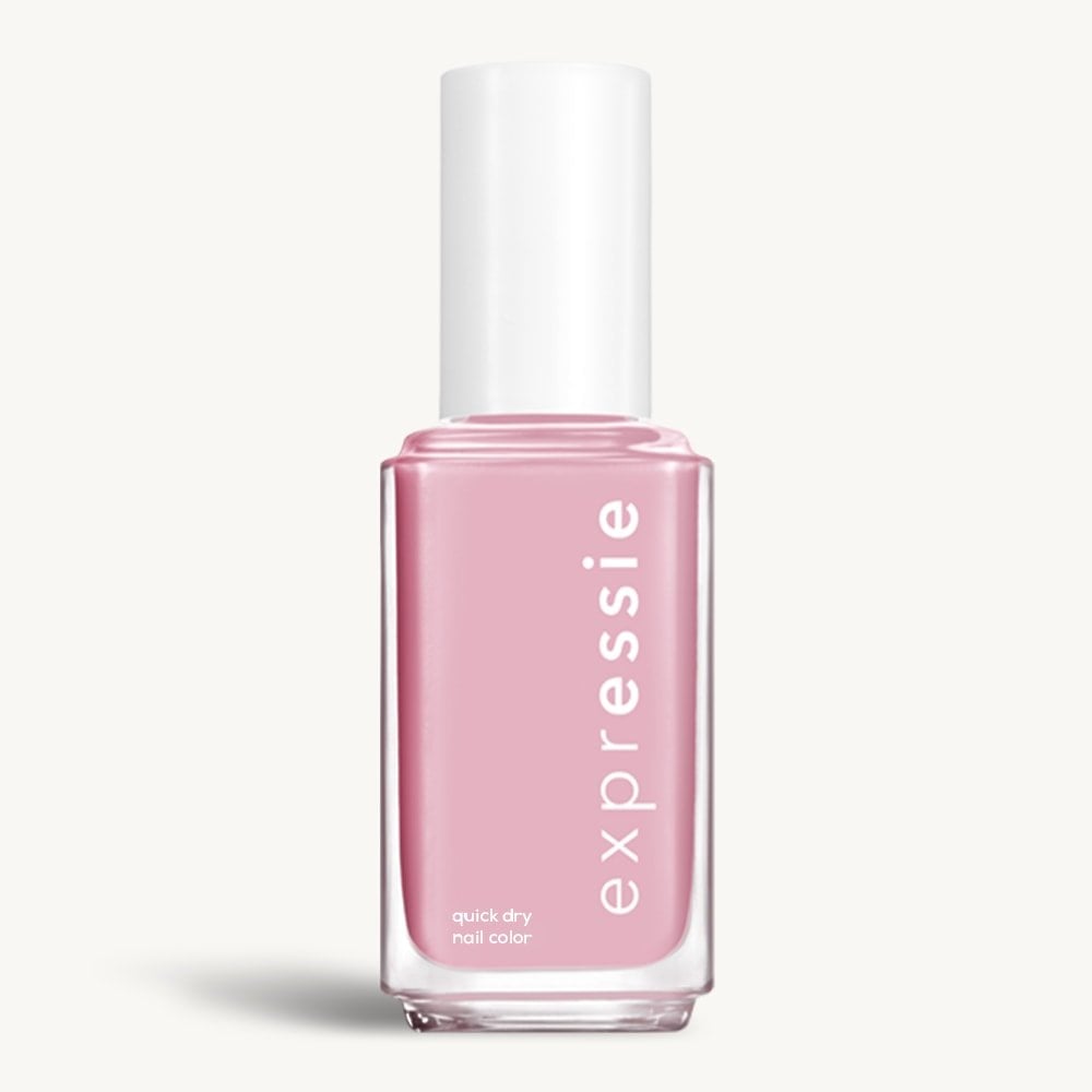 Sleek bottle of Essie Expressie quick-dry nail polish in 'Throw it On' against a clean white background.