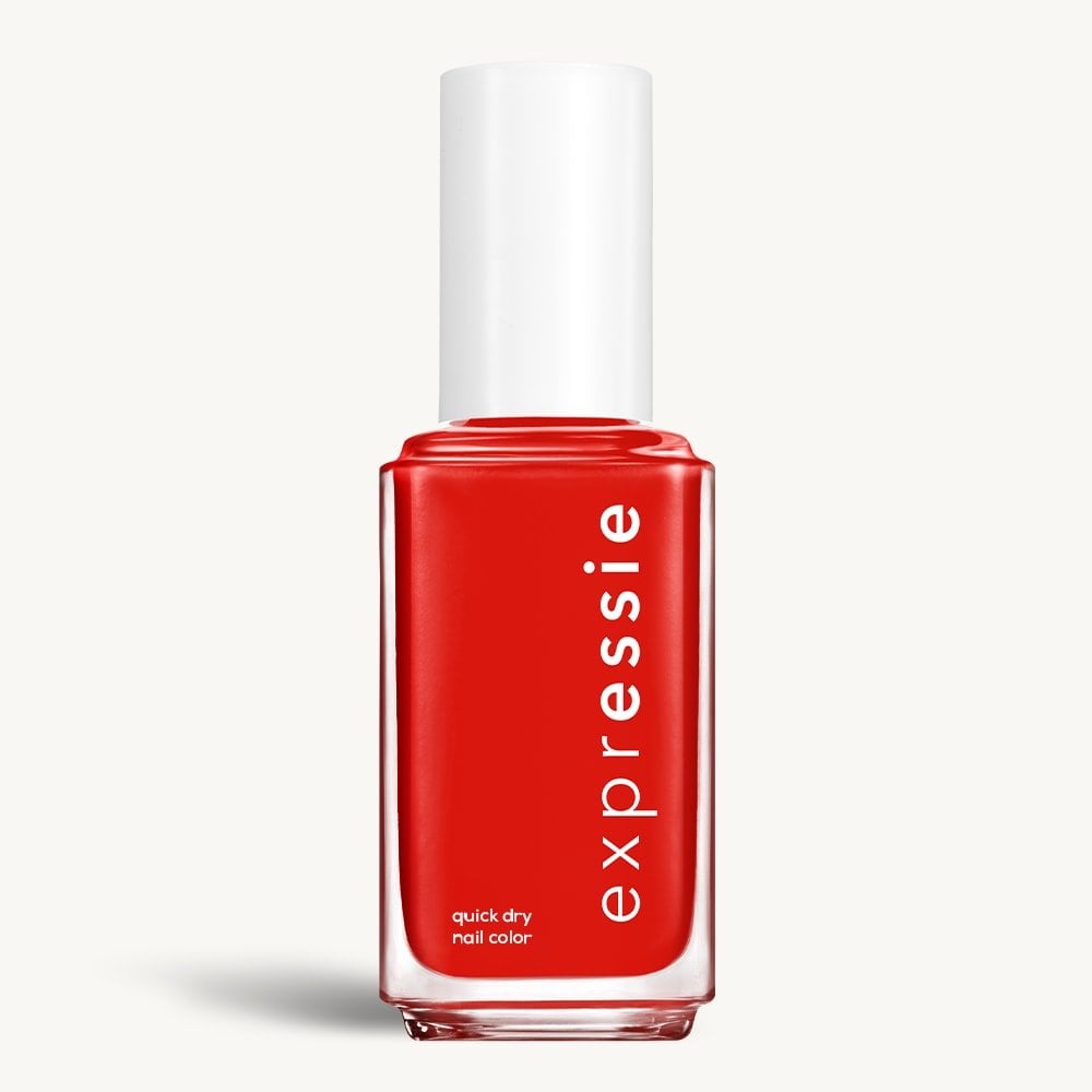 Sleek bottle of Essie Expressie quick-dry nail polish in 'Send a Message' against a clean white background.