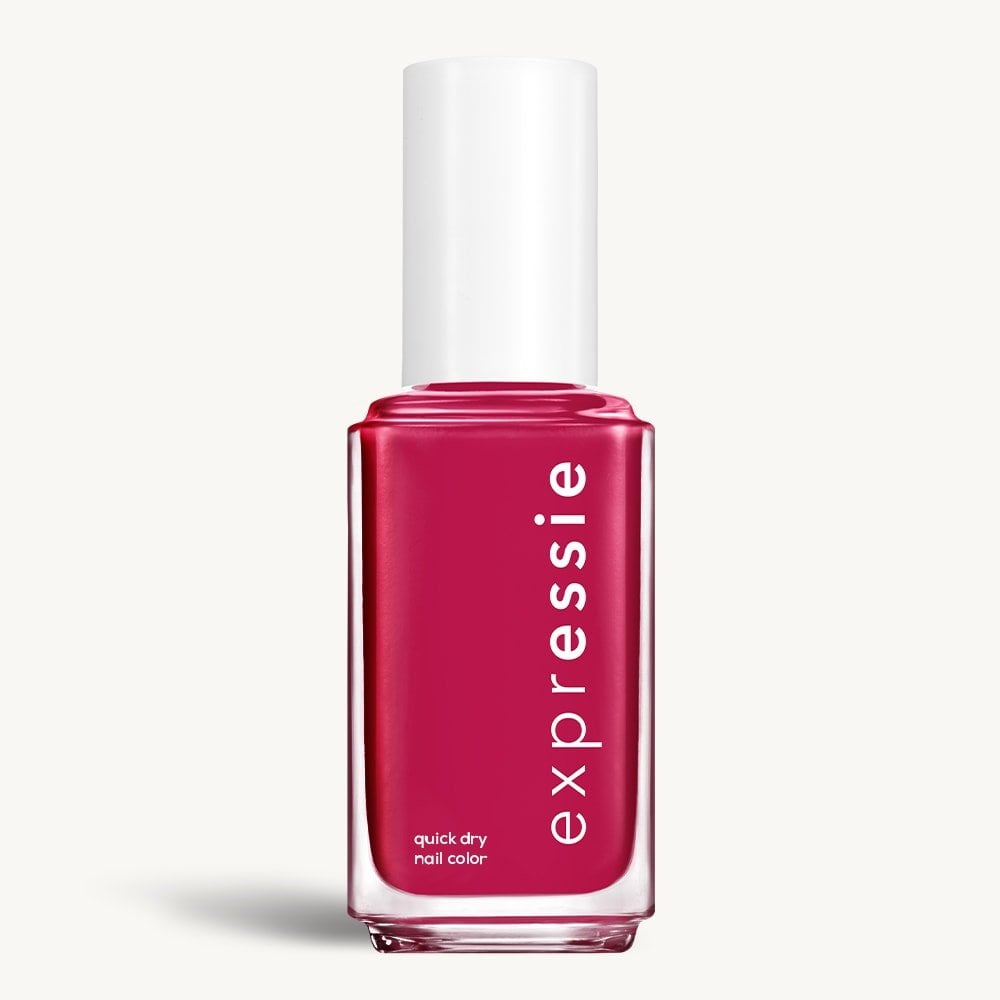 Sleek bottle of Essie Expressie quick-dry nail polish in 'Spray it to Say it' against a clean white background.