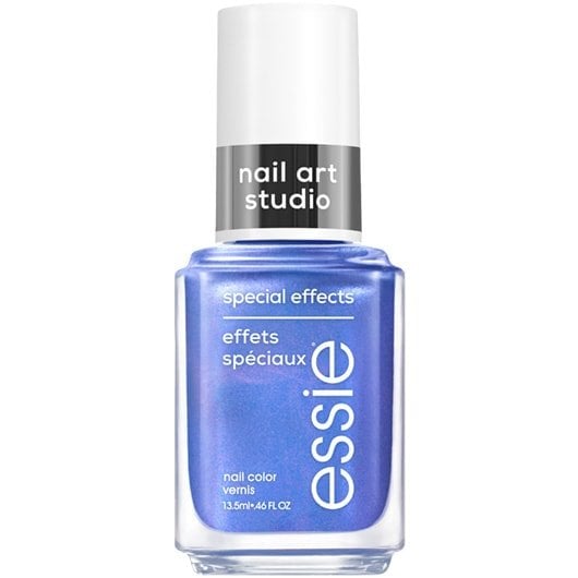 embossed bottle of essie nail polish in the shade reality reflection against a white background