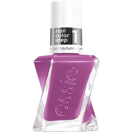 essie nail polish in shade strut with it in an engraved glass bottle