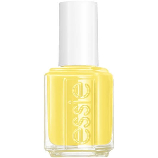 limon cielo yellow essie nail polish bottle on a white background