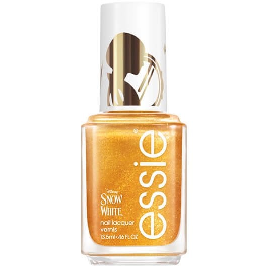White background with a bottle of good things glow golden pixel pearl enamel polish from essie