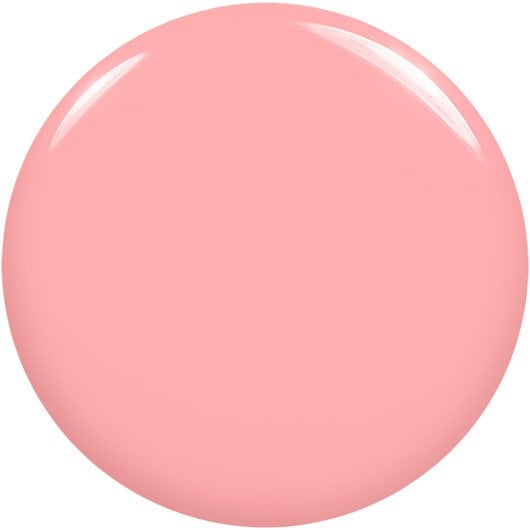 White background with round puddle of the dusty pink no prince needed essie nail polish shade