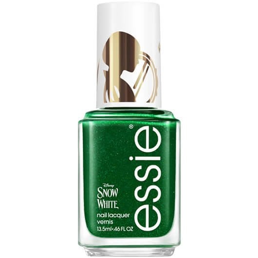 White background with a closed bottle of seize the crown nail polish in emerald green