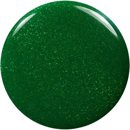 White background with large round puddle of emerald green seize the crown essie nail polish
