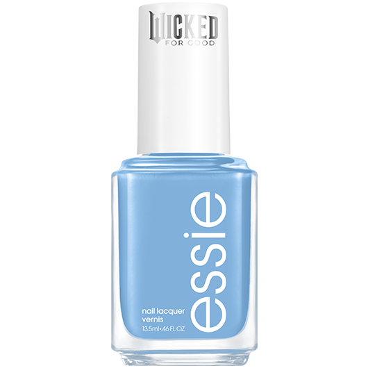 Forever my friend essie baby blue nail polish on a white backdrop
