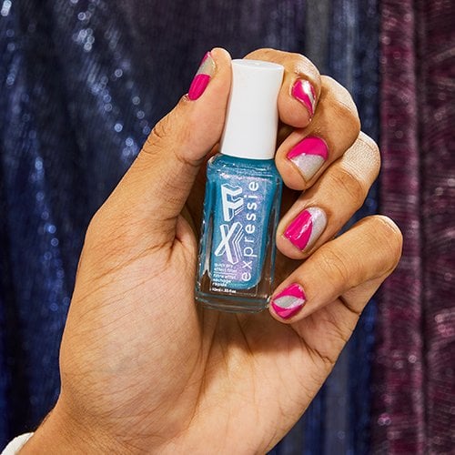 pink retro nail art with bottle of expressie fx nail polish